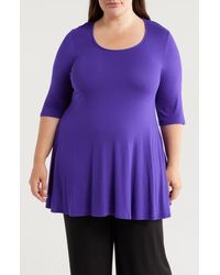 24seven Comfort Apparel - Swing Asymmetric Hem Tunic Top - Lyst