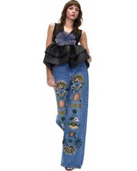 Cynthia Rowley - Embroidered Wide-Leg Jean - Lyst