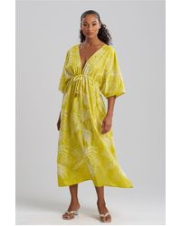 Natori - Palm Caftan Cover-Up Dress With Tassel - Lyst