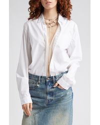 R13 - Foldout Organza Panel Cotton Button-up Shirt - Lyst