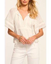 Ramy Brook - Sherry Pintuck & Lace Detail Cotton Top - Lyst