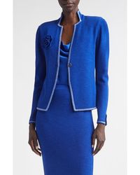 St. John - Betsey Rosette Embellished Legacy Crepe Knit Jacket - Lyst