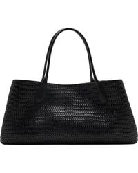 Mango - Large Braided Leather Shoulder Bag - Lyst