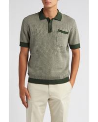 Percival - Casa Martini Zigzag Jacquard Cotton Polo Sweater - Lyst
