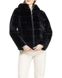 Gorski - Horizontal Genuine Shearling Zip Jacket With Hood - Lyst