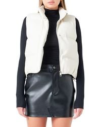 Grey Lab - Faux Leather Crop Puffer Vest - Lyst