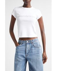 Alexander Wang - Hotfix Crystal Logo Baby Tee - Lyst