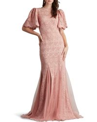 Tadashi Shoji - Flutter Sleeve Corded Lace Trumpet Gown - Lyst