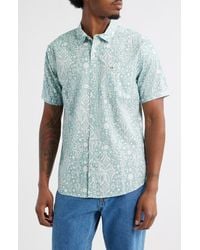 RVCA - Jacobs Archive Print Short Sleeve Cotton Blend Button-Up Shirt - Lyst