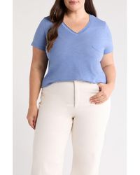 Caslon - Short Sleeve Cotton & Modal V-Neck Pocket T-Shirt - Lyst