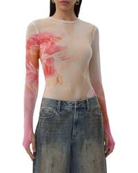 AFRM - Kaylee Long Sleeve Mesh Top - Lyst