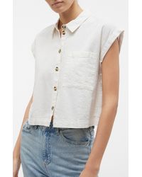 Vero Moda - Luna Cap Sleeve Crop Button-up Shirt - Lyst