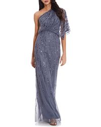 Adrianna Papell - Sequin One-shoulder Gown - Lyst