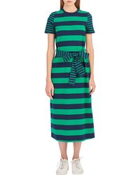 English Factory - Stripe Tie Front Midi T-shirt Dress - Lyst