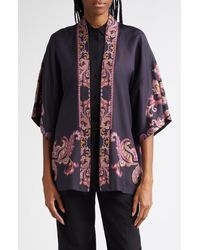 Etro - Paisley Silk Twill Open Front Jacket - Lyst