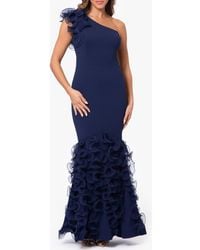 Xscape Evenings - Wire Ruffle Detail One-Shoulder Scuba Crepe Gown - Lyst