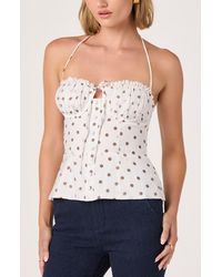 Astr - Lizzie Polka Dot Lace Trim Halter Top - Lyst