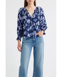 Rails - Mariah Floral Smocked Button-Up Peasant Top - Lyst