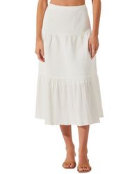 Astr - Tiered Linen & Cotton Midi Skirt - Lyst