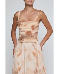 L'Agence - Rashed Ruched Mesh Tank - Lyst