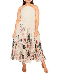 City Chic - Rebecca Floral Belted Maxi Dress - Lyst
