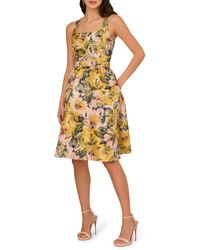 Adrianna Papell - Floral Jacquard A-line Dress - Lyst