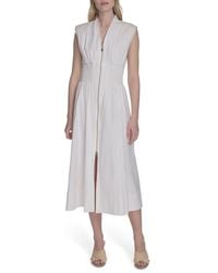 Vince Camuto - Smock Waist Cotton Midi Dress - Lyst