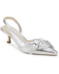 Yosi Samra - Kaleigh Bow Slingback Pointed Toe Kitten Heel Pump - Lyst
