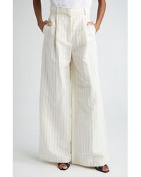 Max Mara - Giuliva Pinstripe High Waist Linen & Cotton Wide Leg Trousers - Lyst
