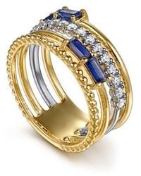 Gabriel & Co. - Bujukan Two-Tone 14K, Sapphire & Diamond Stackable Ring - Lyst