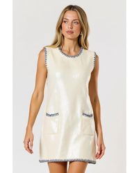 Modenaire - Sleeveless Sequin Knit Mini Dress With Contrast Trim And Pockets - Lyst