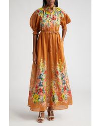 Zimmermann - Alight Placed Floral Print Ramie Maxi Dress - Lyst
