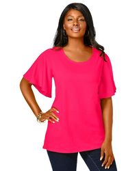 Jessica London - Stretch Knit Flutter Sleeve Tunic - Lyst