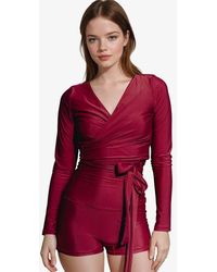 Calypsa - Avery 2-Piece Long Sleeve Wrap Swim Set With Reversible Top And Tummy Control Shorts - Lyst