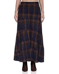 Avec Les Filles - Plaid Cotton Tiered Maxi Skirt - Lyst