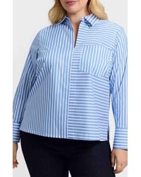 Foxcroft - Bella Stripe Popover Top - Lyst