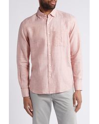Scott Barber - Solid Linen & Lyocell Twill Button-down Shirt - Lyst