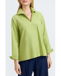 Foxcroft - Agnes Split Cuff Popover Blouse - Lyst