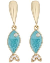 Panacea - Fish Charm Linear Drop Earrings - Lyst