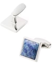 Link Up - Silvertone Square Stone Cufflinks - Lyst