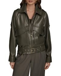 Donna Karan - Belted Faux Leather Moto Jacket - Lyst