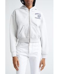 Sporty & Rich - Crest Cotton Graphic Zip-up Hoodie - Lyst