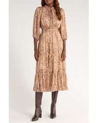 MELLODAY - Print Long Sleeve Tiered Maxi Dress - Lyst