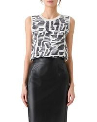 Akris - Dance Movements Print Sleeveless Mixed Media Silk Sweater - Lyst