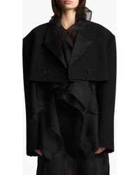 KHAITE - Nando Oversize Satin Back Crepe Crop Jacket - Lyst