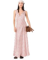Maje - Patterned Silk Dress - Lyst