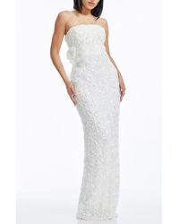 Dress the Population - Izza Floral Appliqué Sequin Strapless Gown - Lyst