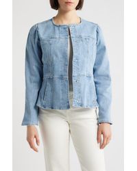 Wit & Wisdom - Embroidered Peplum Denim Jacket - Lyst