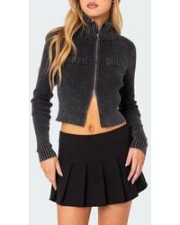 Edikted - Torey Rib Cotton Zip Cardigan - Lyst