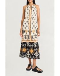 The Good Journey - Caravan Palms Mixed Print Midi Dress - Lyst